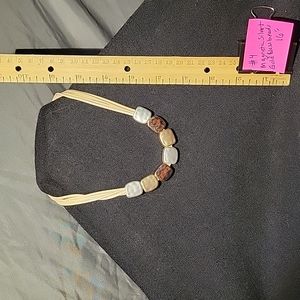 16" tan necklace with metalic glass beads